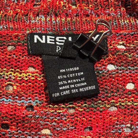 Neslay Paris Cardigan Sweater 3/4 Sleeve Y2K Boho Cottage Coastal Rainbow M/L - Picture 4 of 6